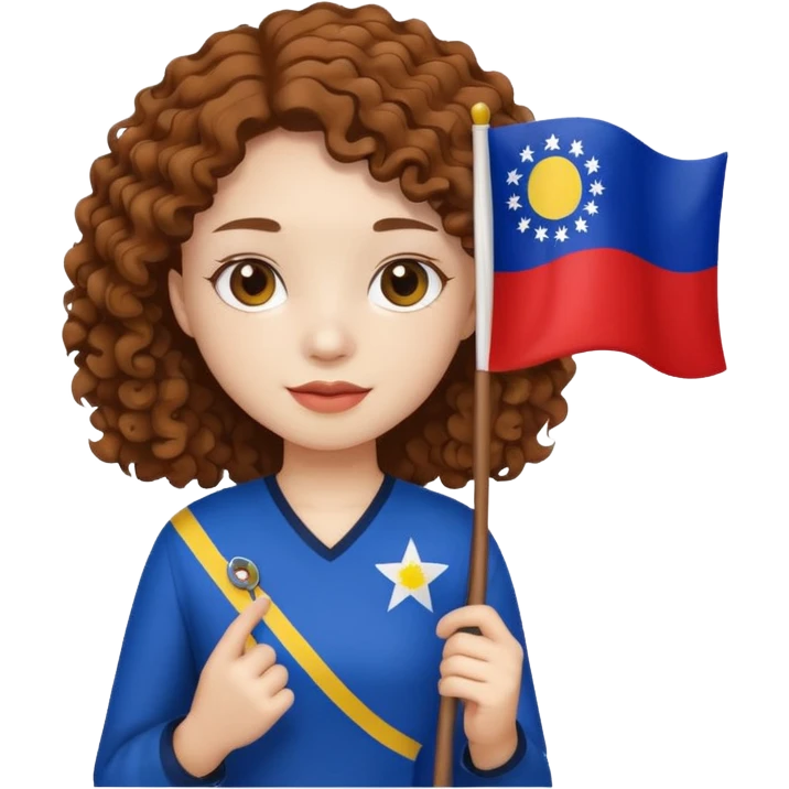 white curly brown hair girl pinoy flag emoji