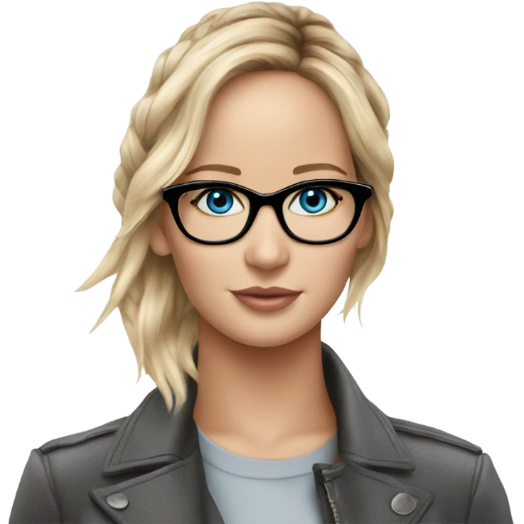 Jennifer Lawrence,  blu eyes wearing glasses  emoji