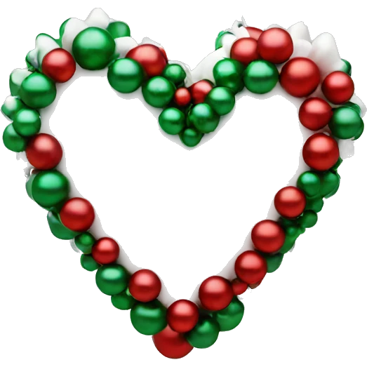 A white heart with red and green Christmas decorations emoji