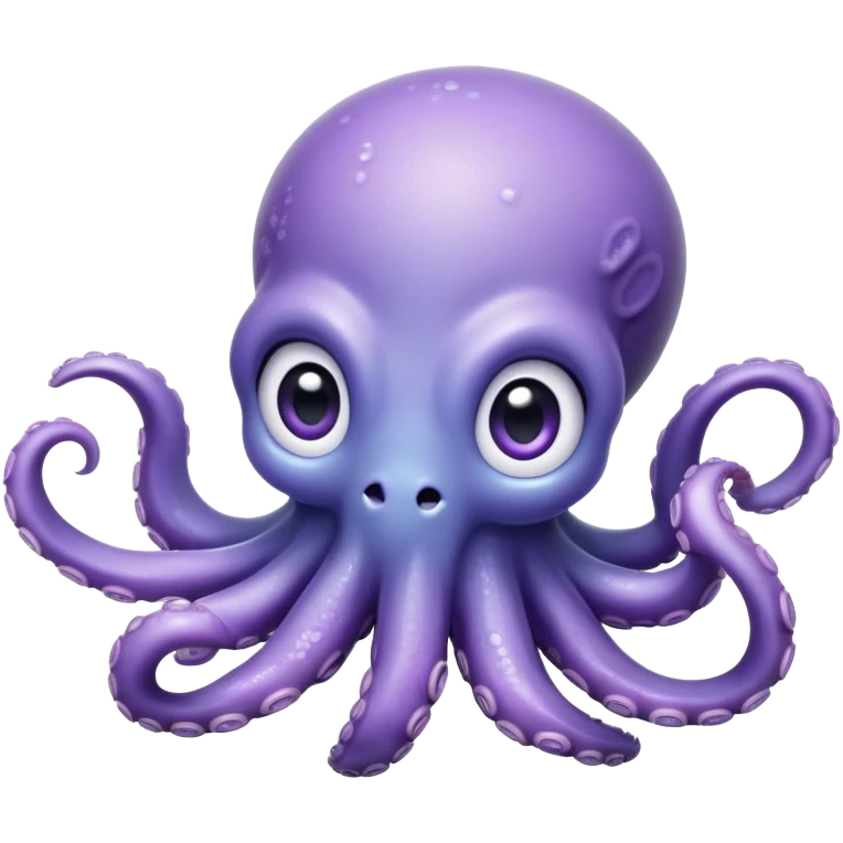 Cinematic Cute Baby Octopus Portrait Emoji, Head tilted slightly in a curious and endearing way, featuring a smooth, rounded light blue-purple body with enormous, sparkling eyes filled with warmth and innocence, delicate tentacles curling playfully, Simplified yet irresistibly adorable features, highly detailed, glowing with a soft, dreamy marine glow, high shine, affectionate and gentle, stylized with a touch of whimsical deep-sea charm, soft glowing outline, capturing the essence of a tiny, inquisitive octopus that looks ready to gently drift into your heart! emoji