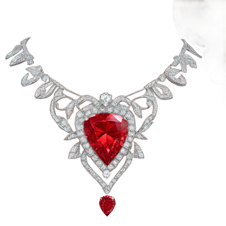 beautiful necklace with red diamond emoji