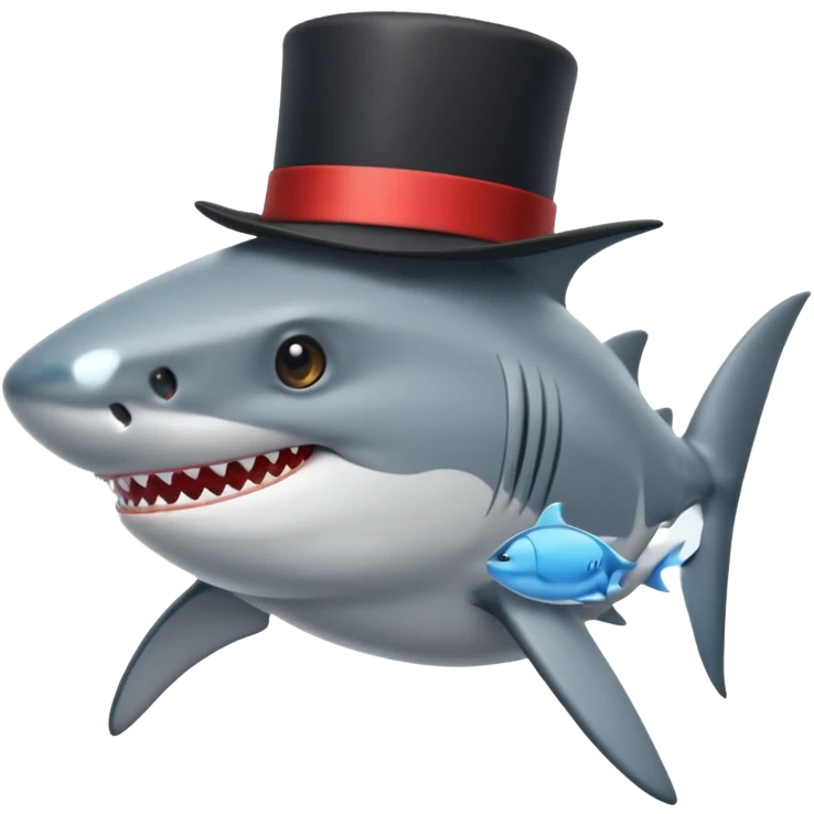 Shark with a top hat emoji