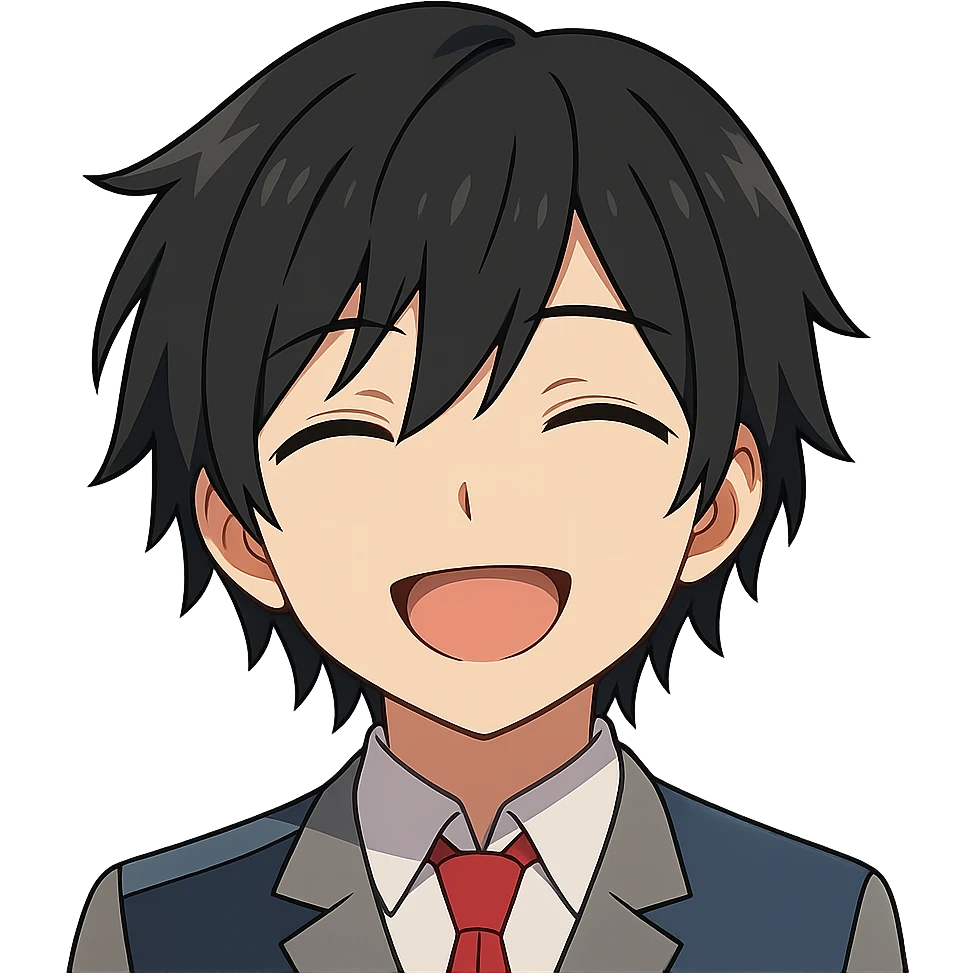 Anime-style emoji combining Hiro from 'Darling in the Franxx', Miamur from 'Horimiya', and Kanata Asai from 'Ovation Moments' emoji