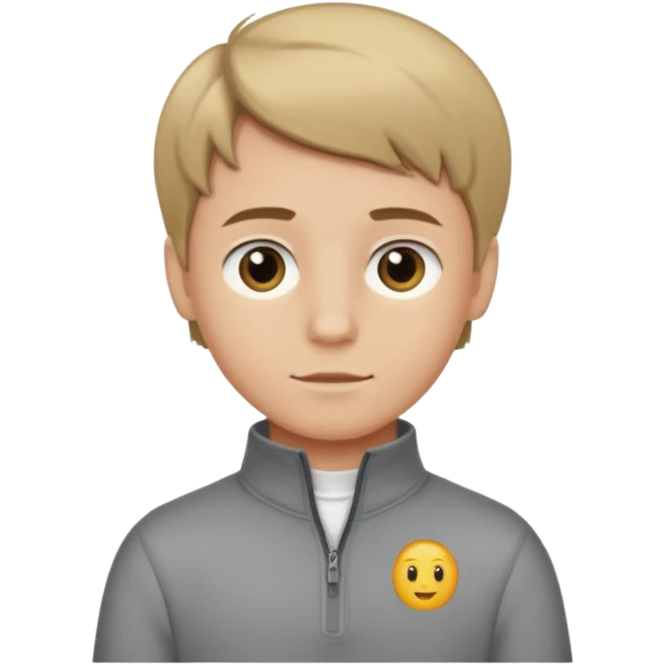 boy with dark blonde hair middle part with a quarter zip and a ' overhemd' underneath emoji