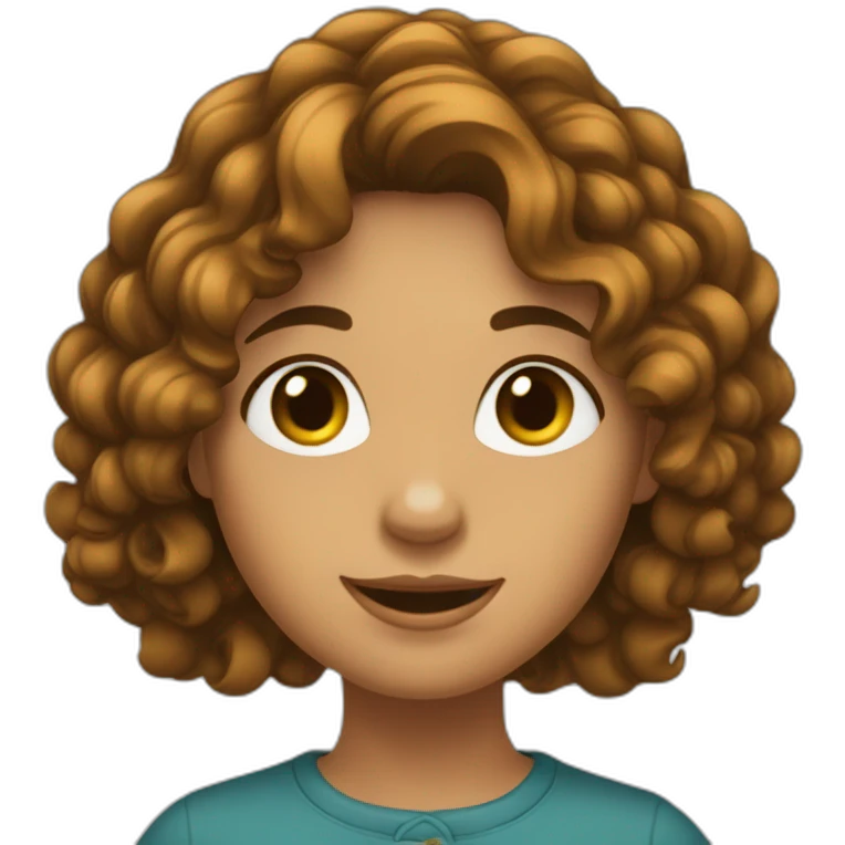 fille cheveux ondulés bruns emoji