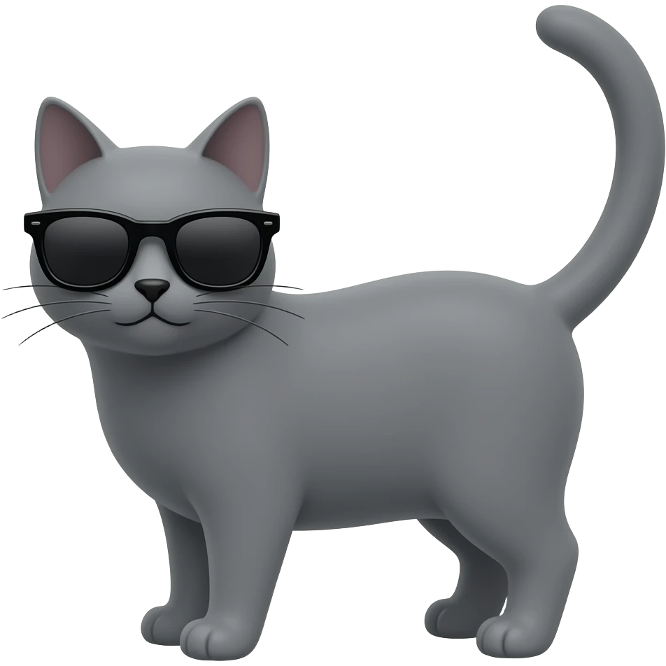 solid grey cat with sunglasses emoji