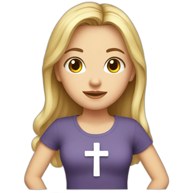 White girl with a cross t-shirt emoji