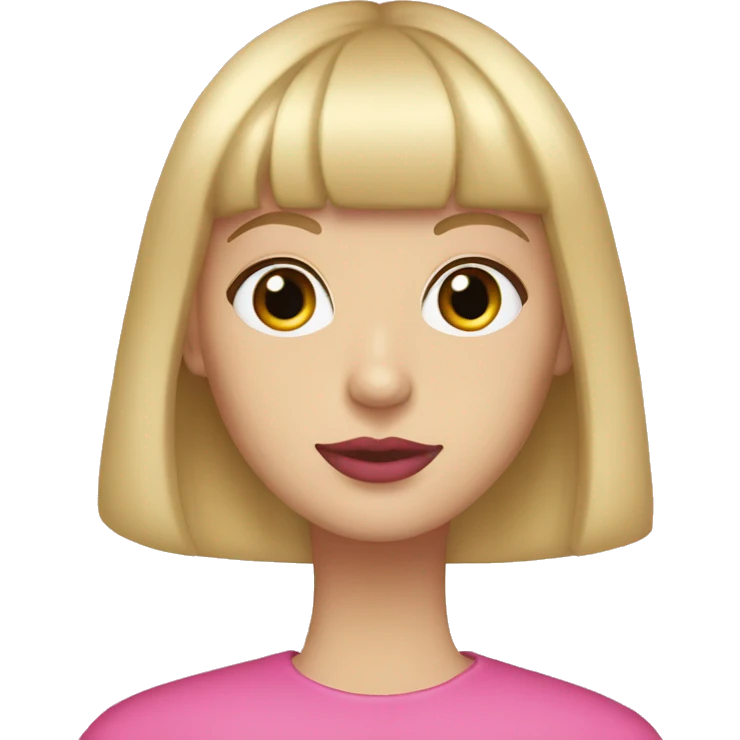 Blonde bangs bob pink lips caucasian emoji