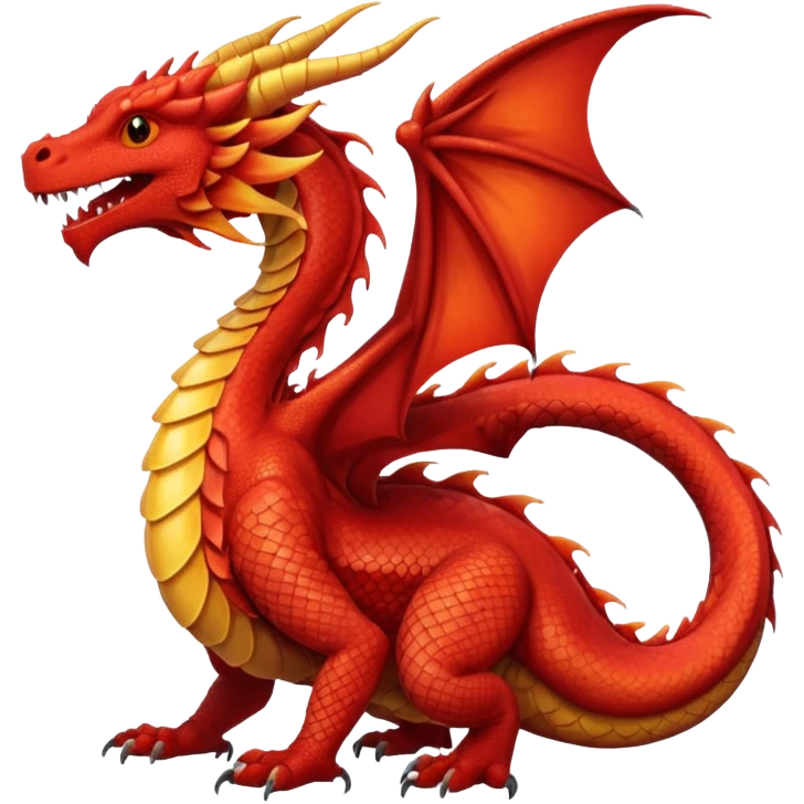 red western dragon breathing fire, curled tail emoji