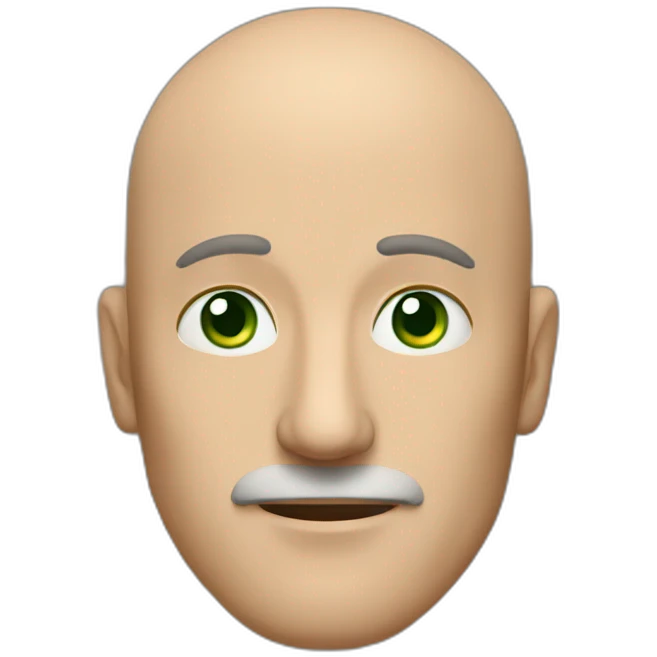 middle-aged man, no moustace, long nose, green eyes, balding, brown hair emoji
