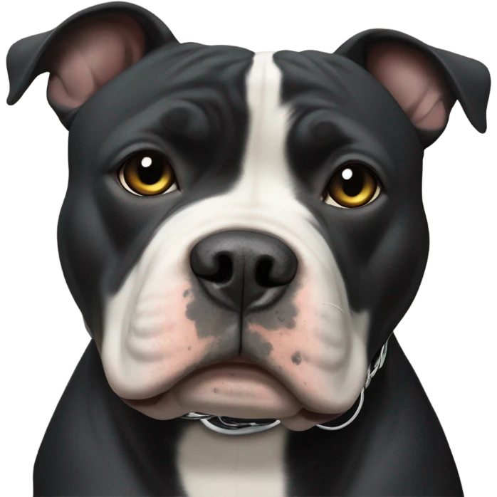 99% Black American Bully with prong collar and e-collar. emoji