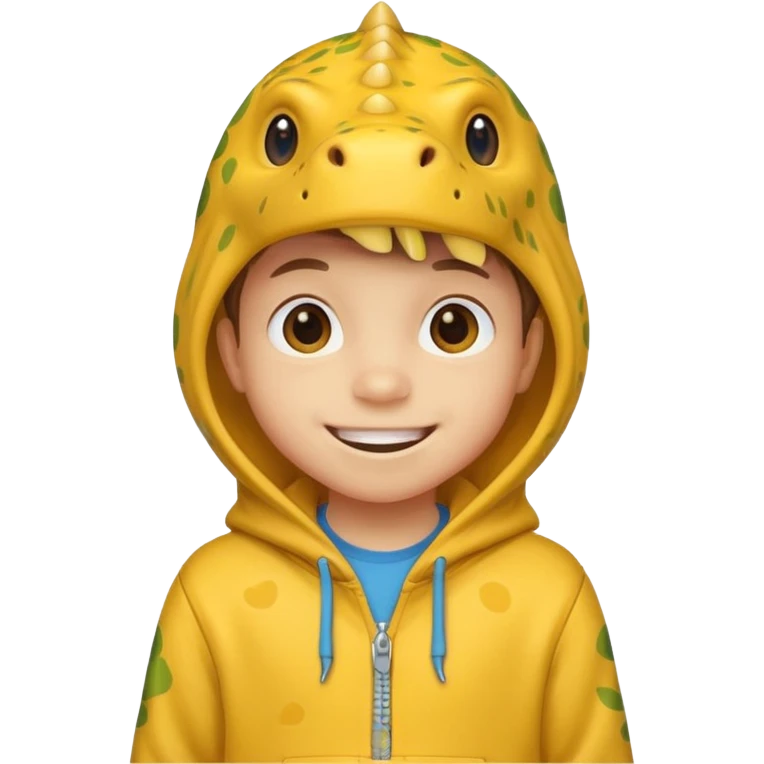 kid in yellow dinosaur hoodie emoji