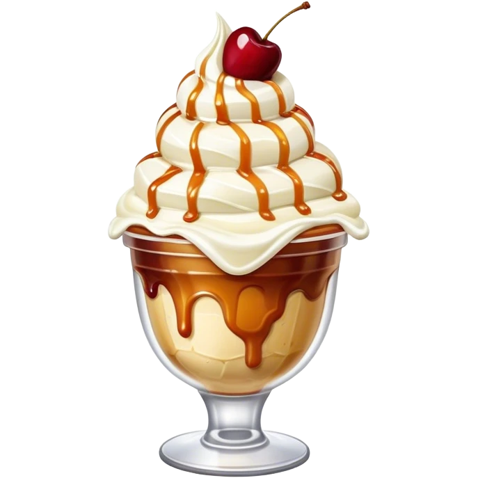 Sundae ice cream with caramel sauce emoji