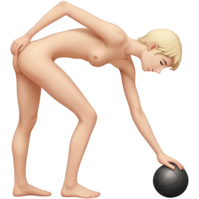 Bending down teen not wearing any clothing emoji