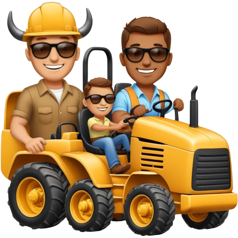 Happy birthday road trip two guys in a bull dozer  emoji