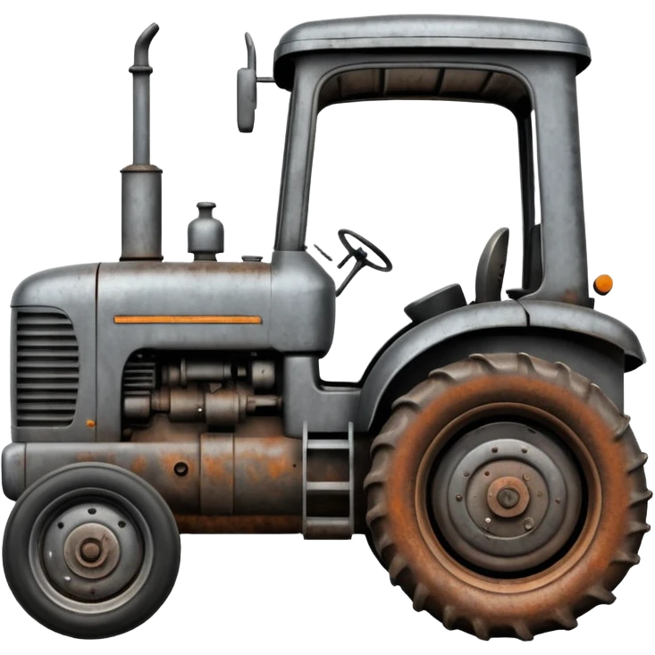 tractor in grey and black colors emoji