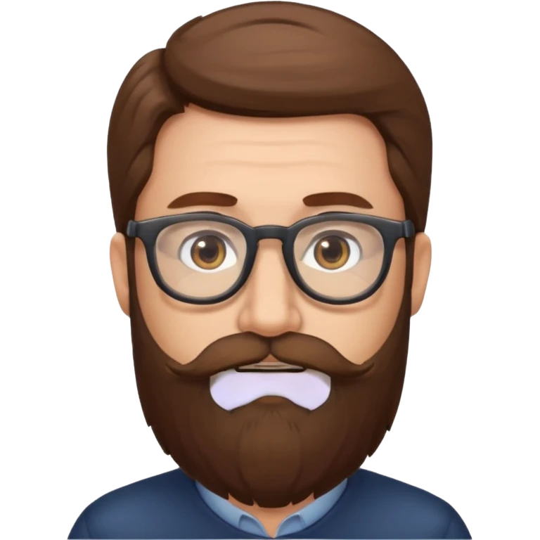 HOMME CHEVEUX BRUN LONGUE BARBE LUNETTE emoji