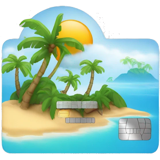credit card with tropical island on it emoji
