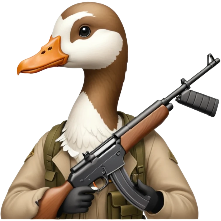 Goose with an automatic rifle emoji