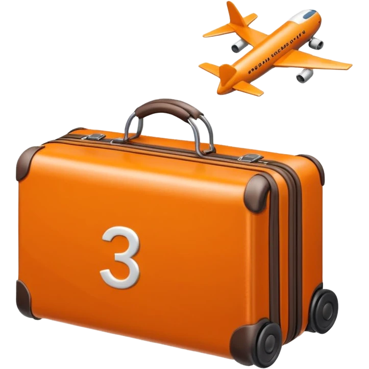 3D icon of a small calendar with a suitcase or airplane symbol, accented with #FF3D00, representing taking paid leave. Minimal and modern. emoji