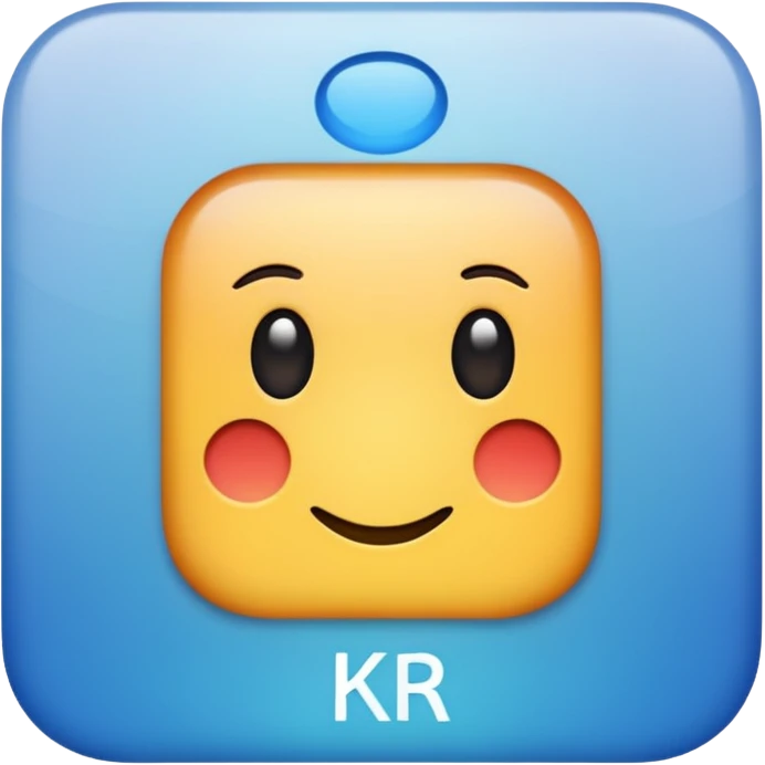 “I’d like to create an emoji similar to this one: a square blue background with the text ‘KR’ in white. Please keep the ‘KR’ lettering exactly the same and only apply it to a blue square emoji style.” emoji