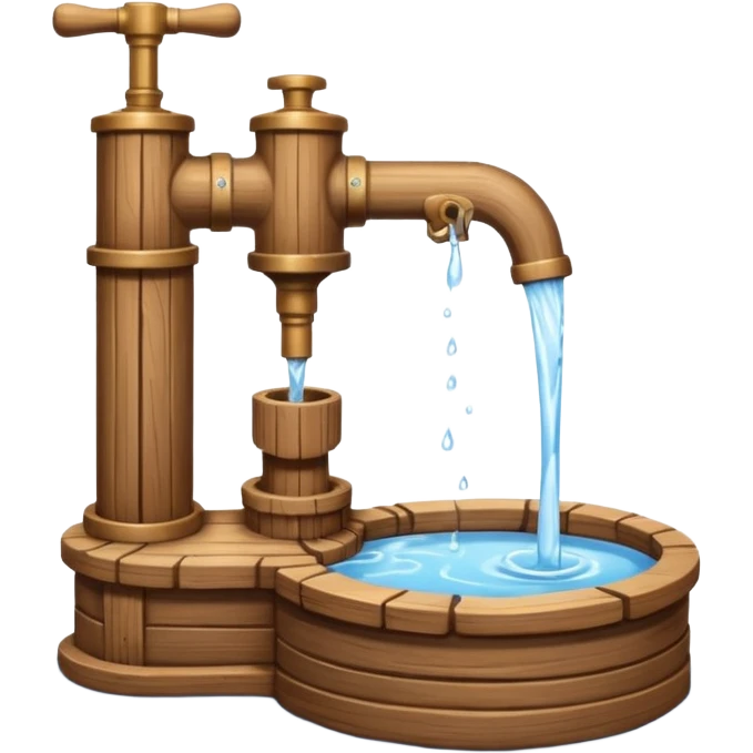 Ghibli style water pump with water pouring out of it emoji