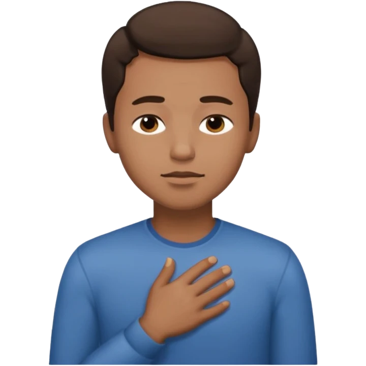 una mano en pecho ojos cerrados hombre multirracial emoji