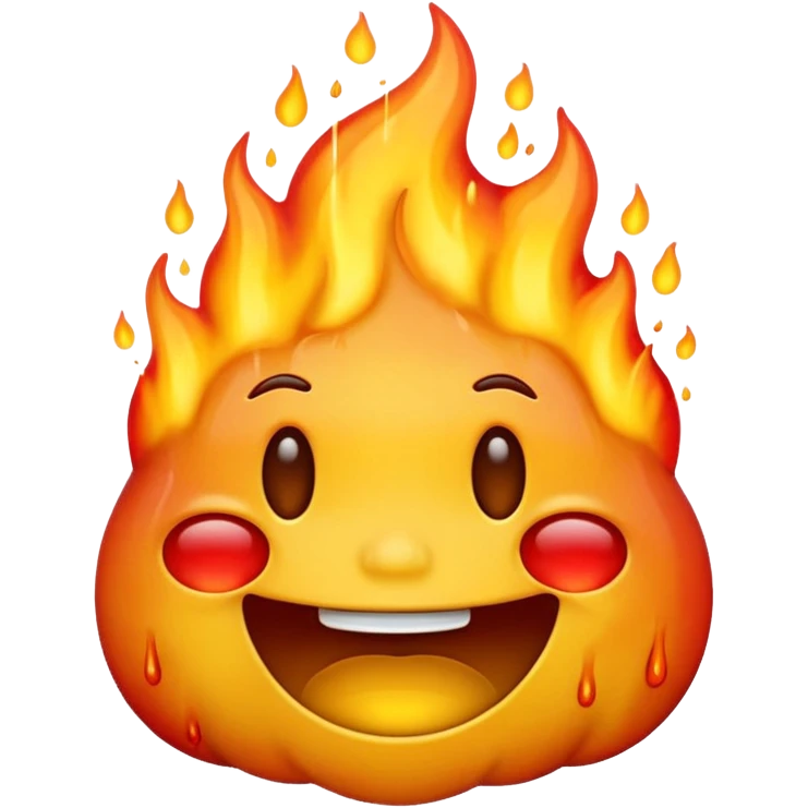 Generate an emoji that is simultaneously grinning nervously, crying, and melting while on fire.  emoji