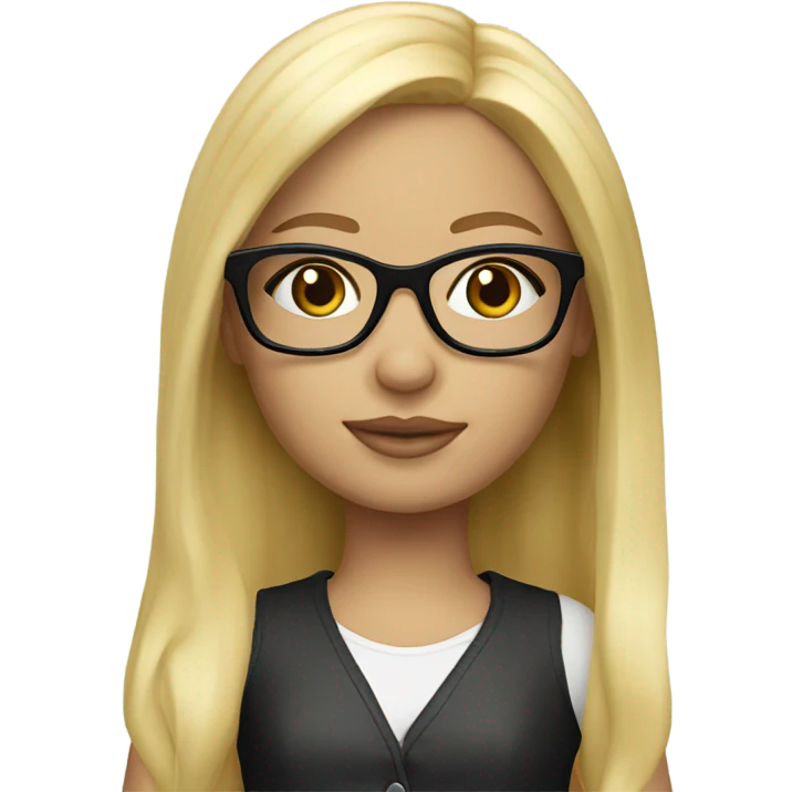 Blonde brats doll with glasses emoji