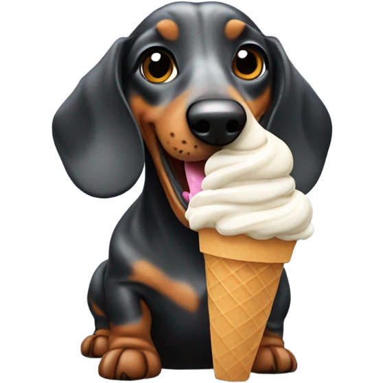 black and gray spotted dachshund with an ice cream cone  emoji