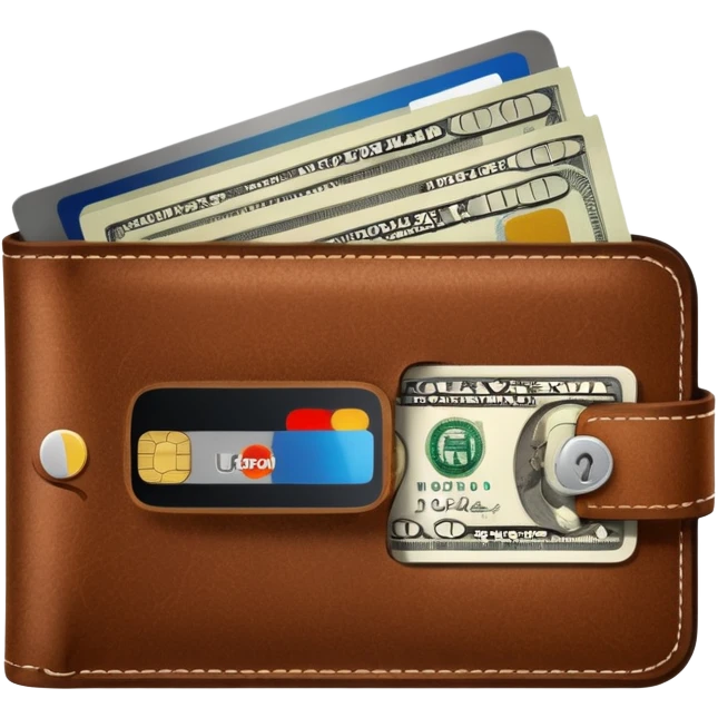 portefeuille marron avec billet et carte bancaire emoji