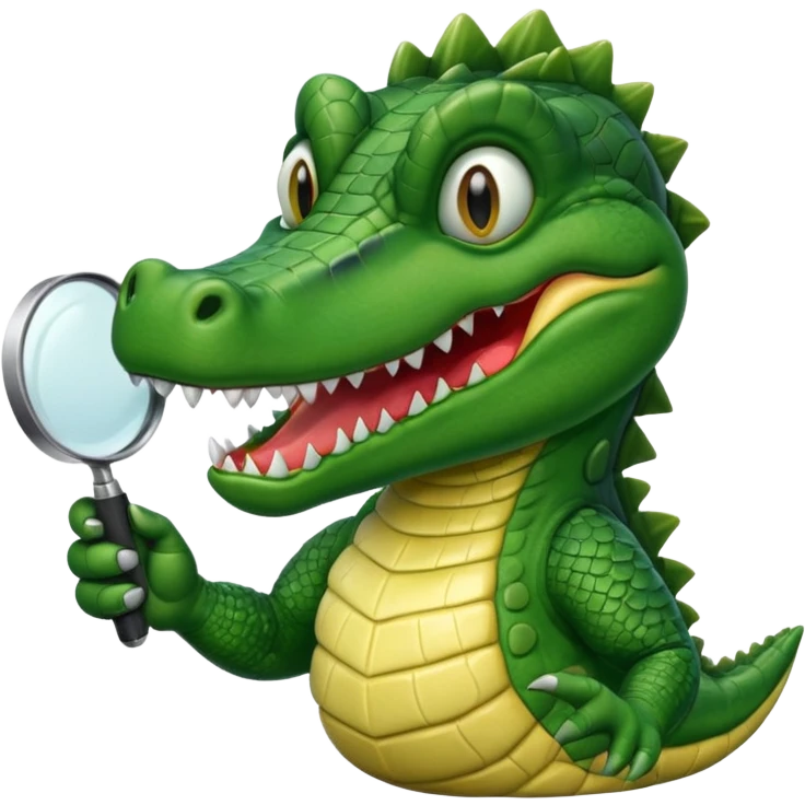 A gator with a magnifying glass emoji