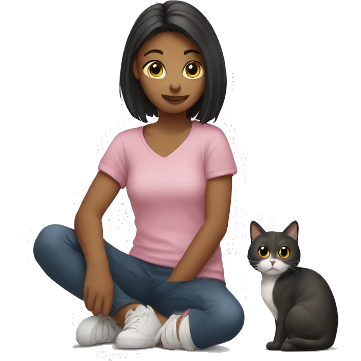 Cat with girl emoji