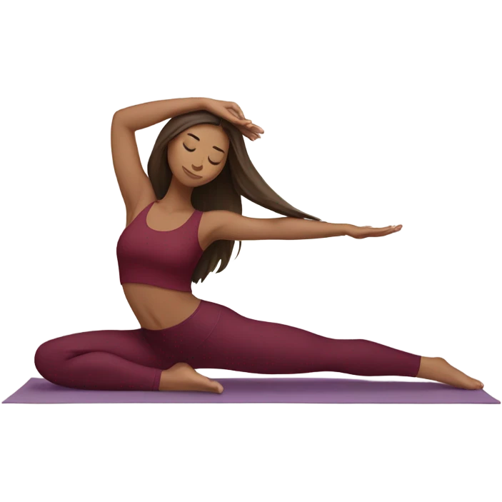 yoga girl burgundy clothes brunette long hair emoji