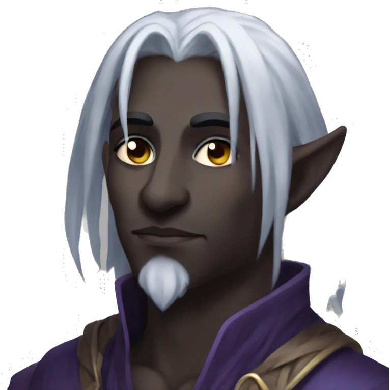 Male Drow bard dnd seductive look beardless emoji