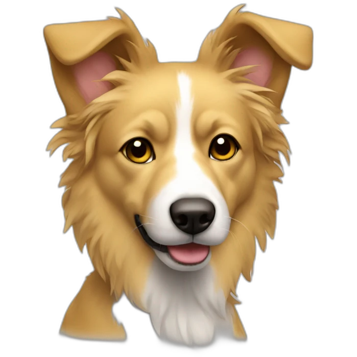 yellow messy fur mixed breed with brown eyes dog emoji
