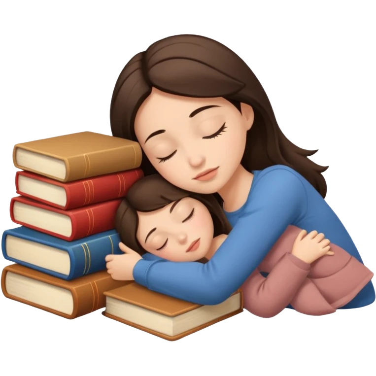 Brunette sleeping with Beige books  emoji