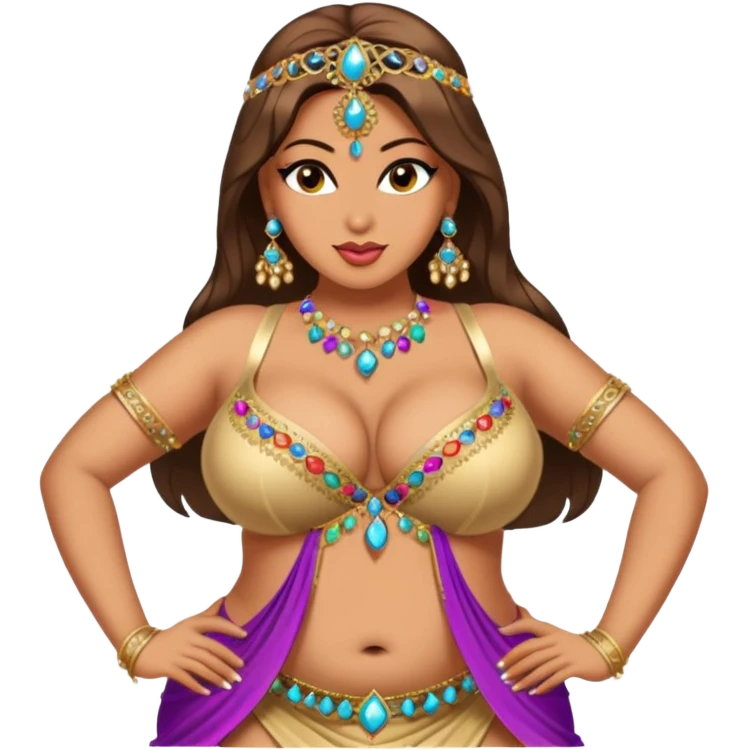 naked bellydancer with very fat massive breasts, giant cleavage emoji