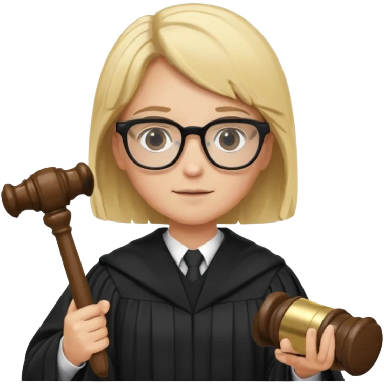 Young judge, blonde hair with glasses and robe emoji