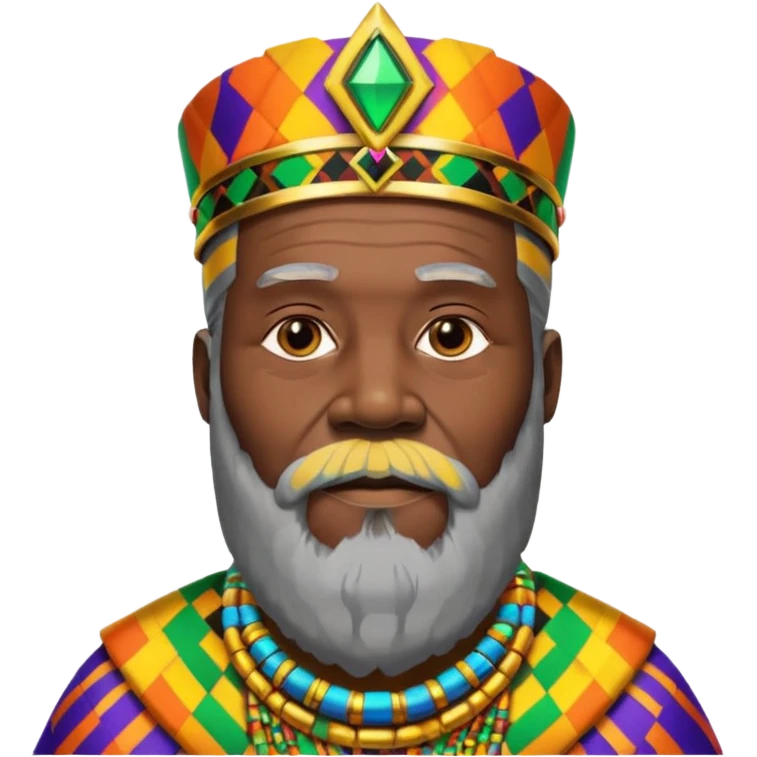 Create me an emoji of a beautiful Old African King with a beard wearing a neon Colorful gradient African Kente patterns emoji