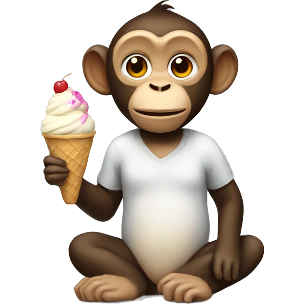 Monkey with ice cream emoji