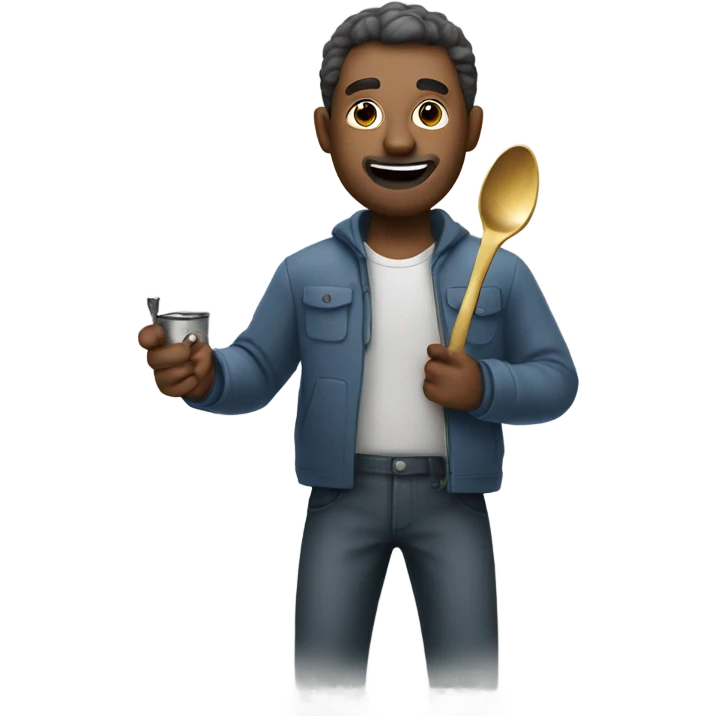 man with a spoon and a lighter  emoji