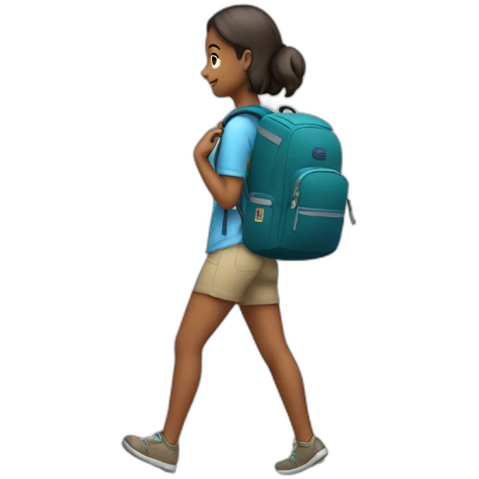 a girl walking with a backpack on her back emoji