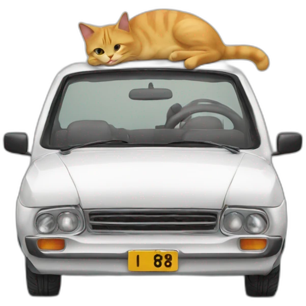 Un chat sur une voiture emoji