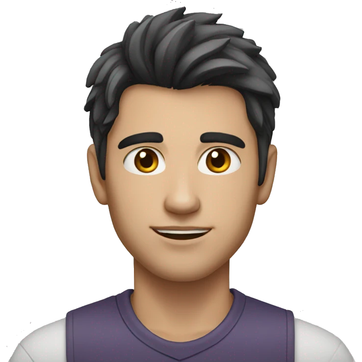 a young-faced man with dark hair with streaks of grey emoji