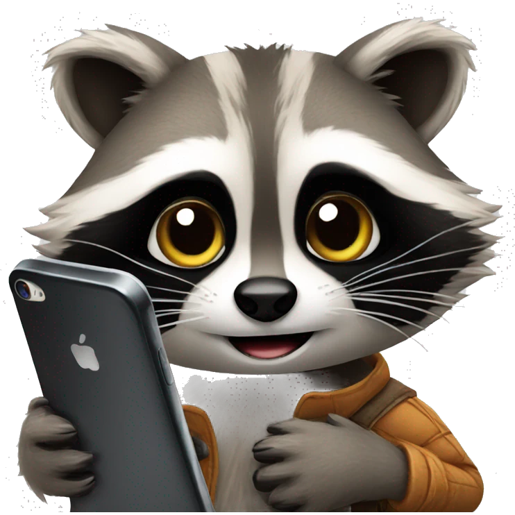 Raccoon with phone  emoji