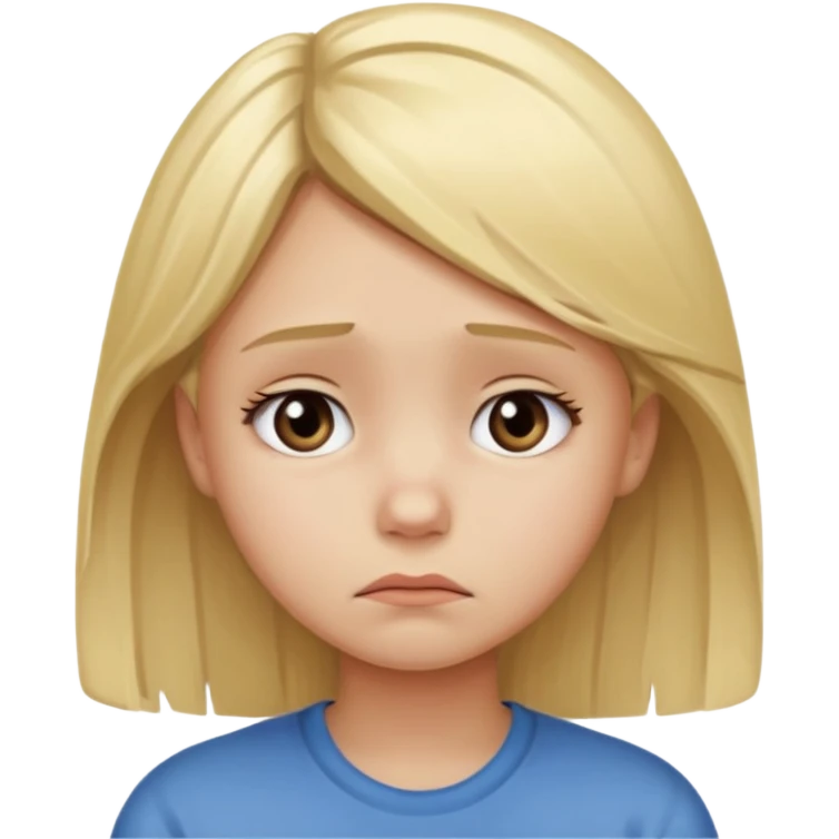 Young girl with blonde hair and a sad, discouraged face emoji