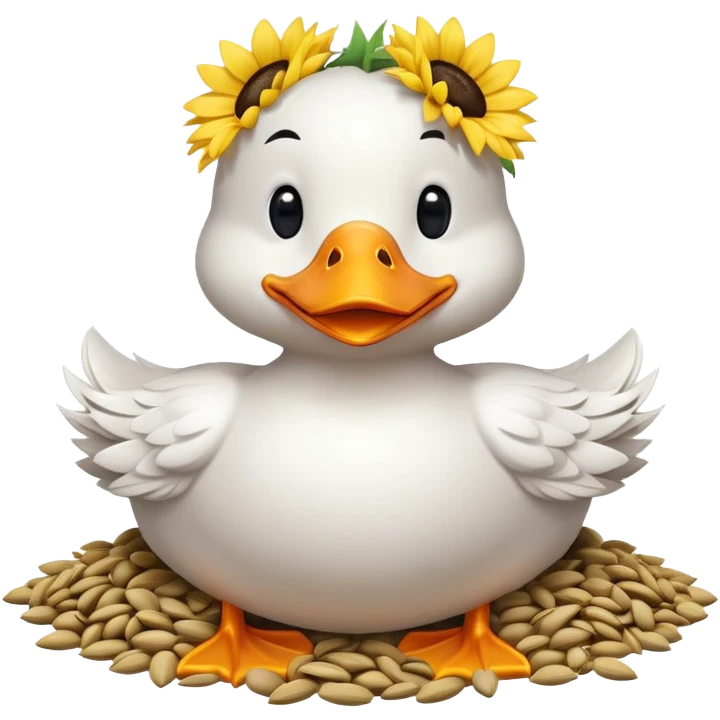 a happy duck with a pile of sunflower seeds emoji