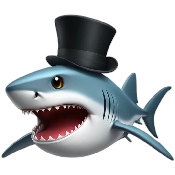 Shark with a top hat emoji