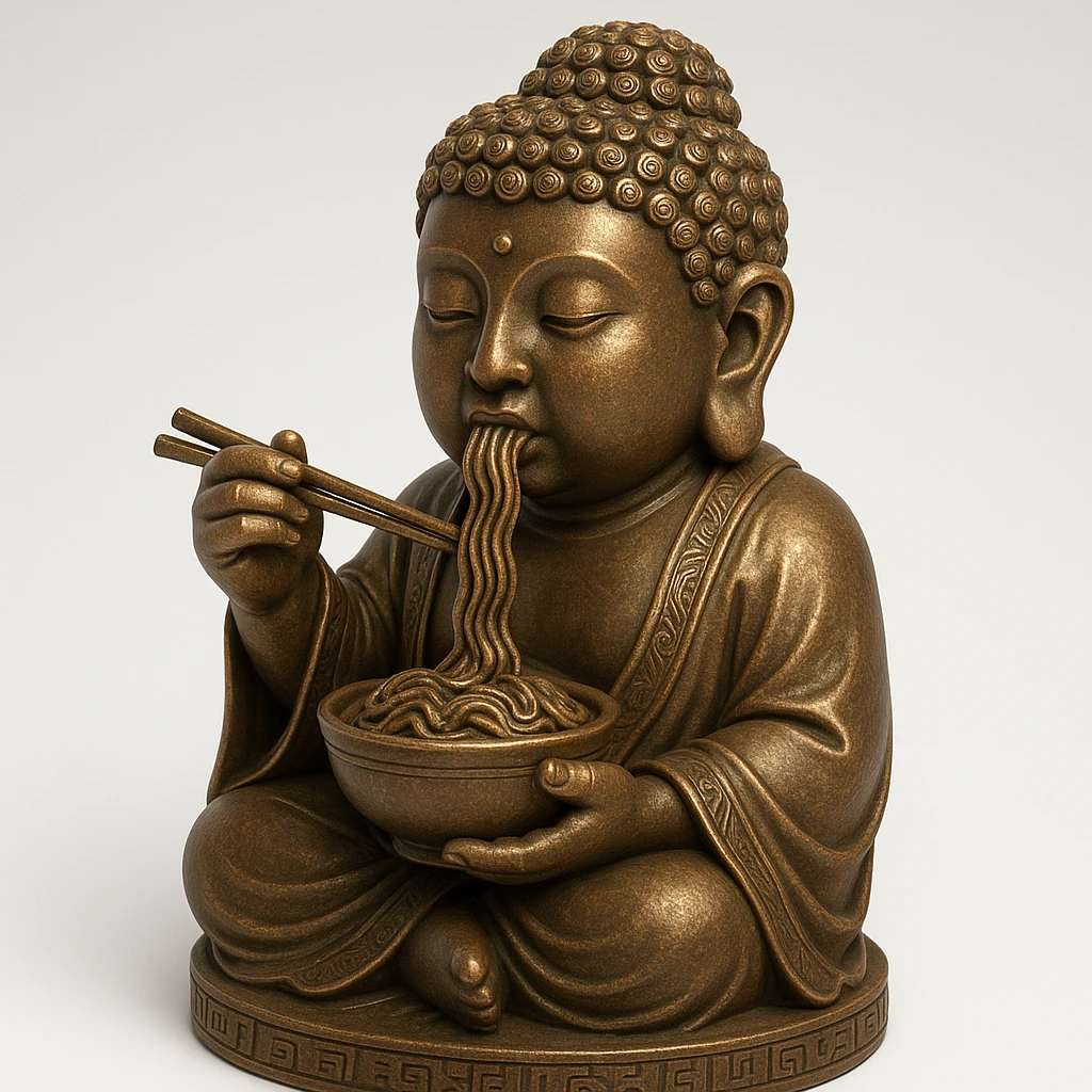 buddha idol eating noodles emoji